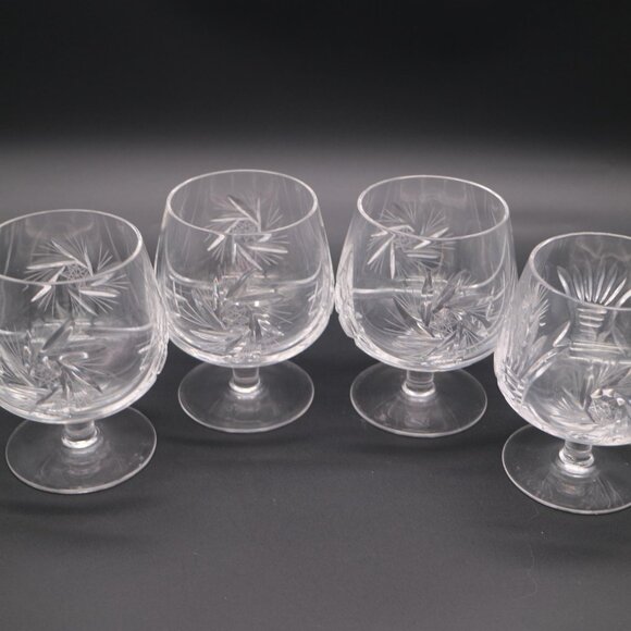 Vintage 5" Pinwheel Cut Crystal Brandy Snifter Goblet Hock - Set of 8 - Picture 5 of 12